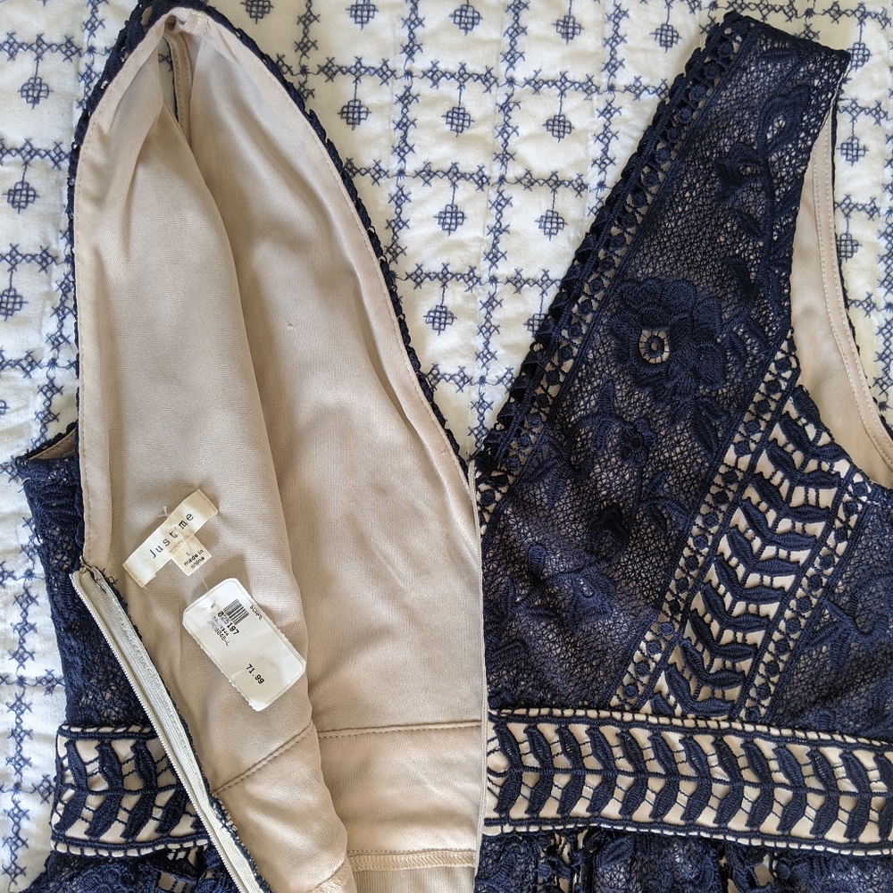 NWT Just Me navy lace dress - Picture 3 of 8